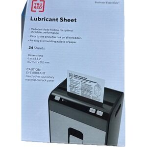 Staples TRU RED Shredder Lubricant Sheets, 8.5" x 6", 24/Pack (36395)
